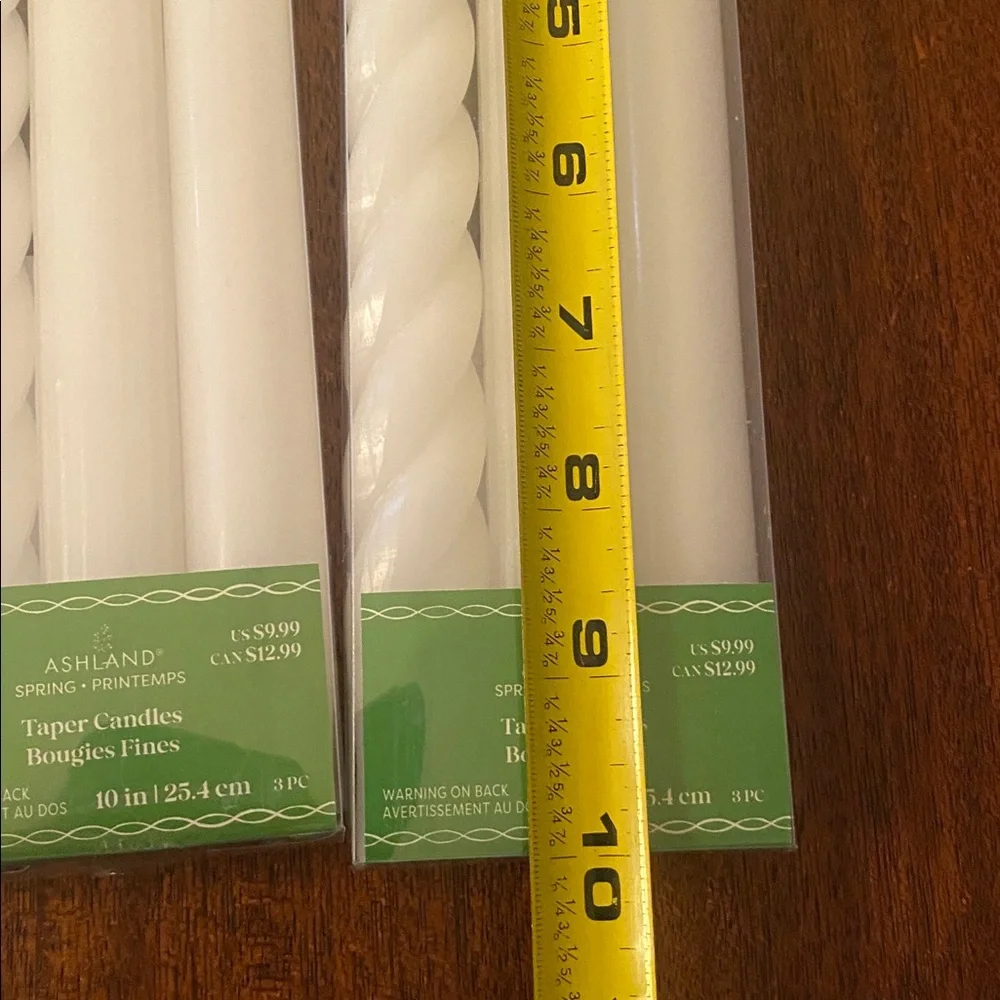 NWT White 10” tapper candles, total of 6. New in boxes